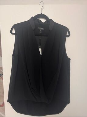 rag & bone Black Sleeveless Draped V-Neck Camisole